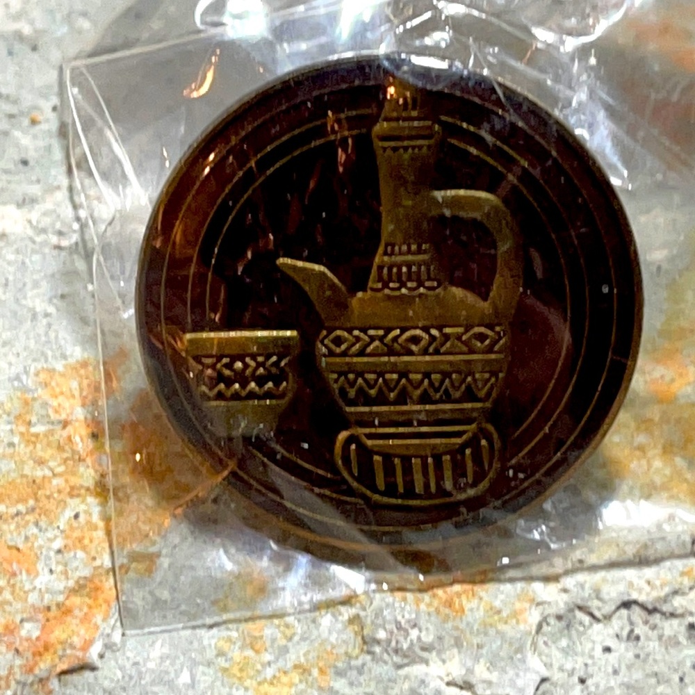 ✨3/$25✨ lapel pin from Ethiopia 2014 depicting a carafe and a cup. coffee?